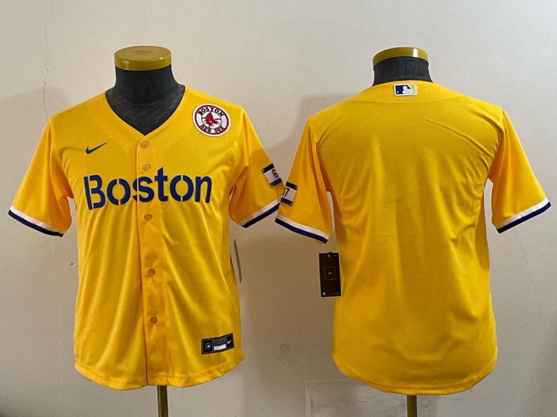 Youth Boston Red Sox blank yellow 2025 Nike MLB Jersey 08